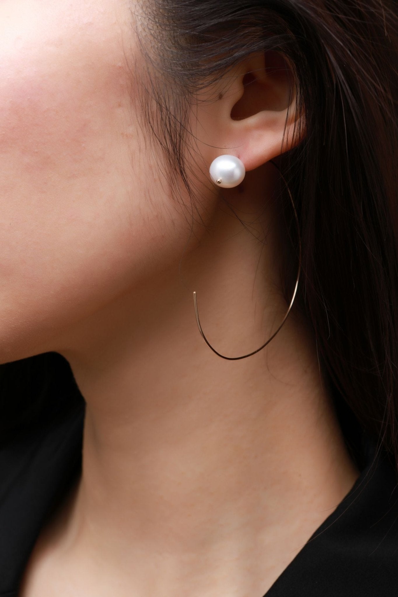 Geometric Series Big Round Tail Bead Hoop Earrings - Large - CKJH2020041