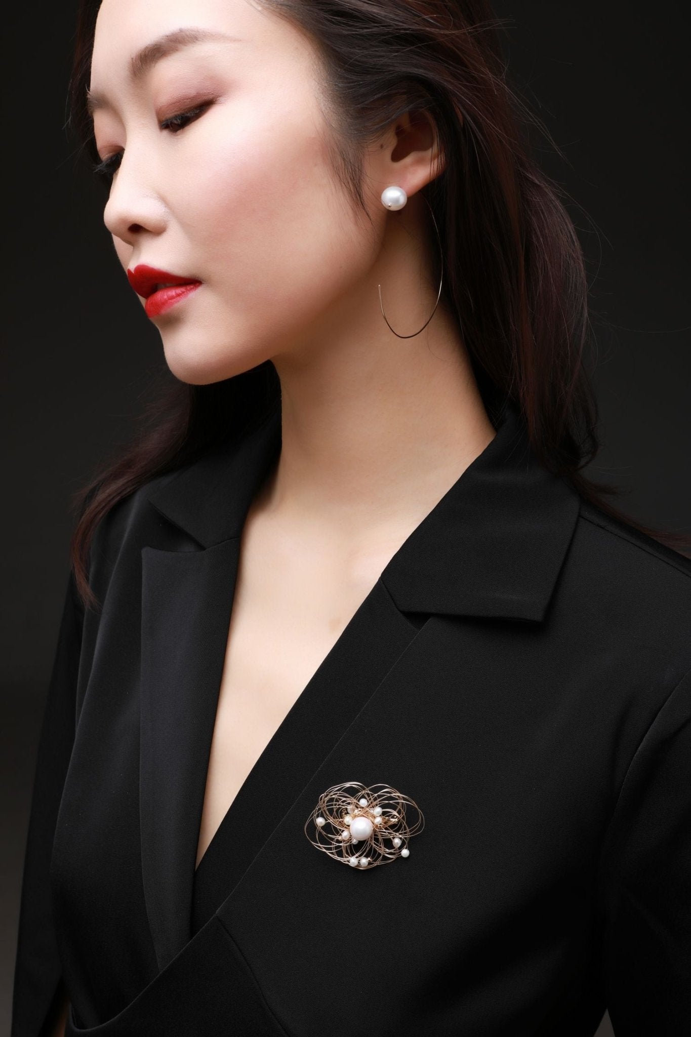 Geometric Series Big Round Tail Bead Hoop Earrings - Large - CKJH2020041