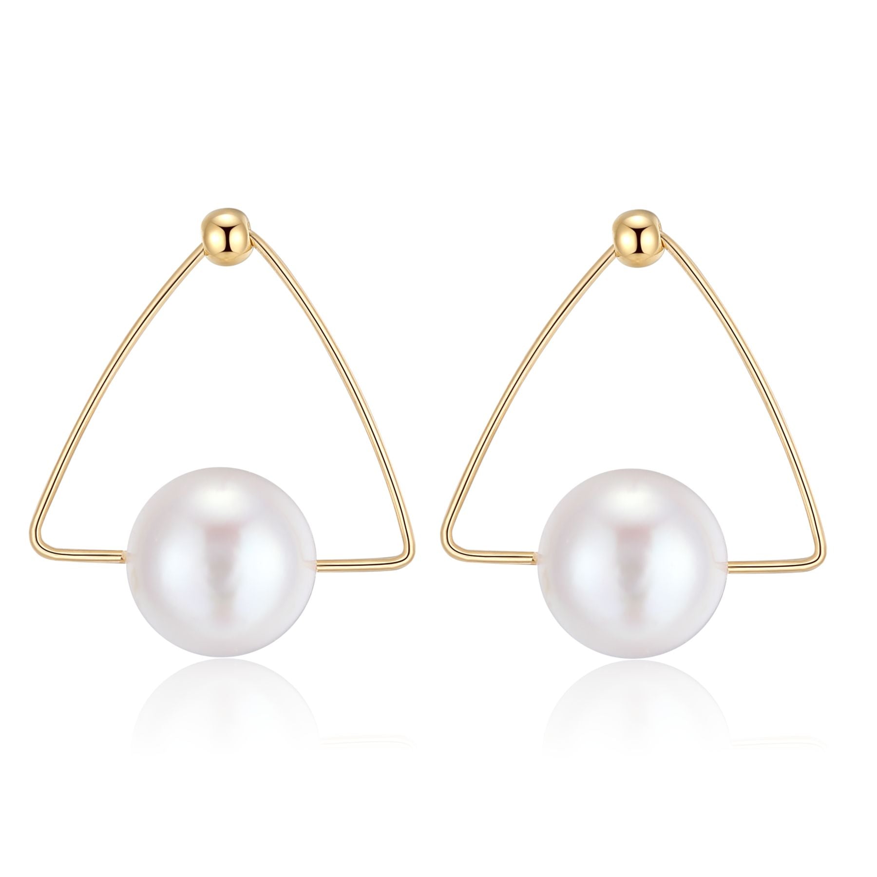 Geometric Series Triangle Pearl Stud Earrings - CKJH2021046