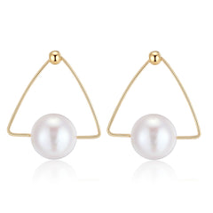 Geometric Series Triangle Pearl Stud Earrings - CKJH2021046