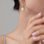 Geometric Series Wave Pearl Teardrop Earrings - CKJH2023011