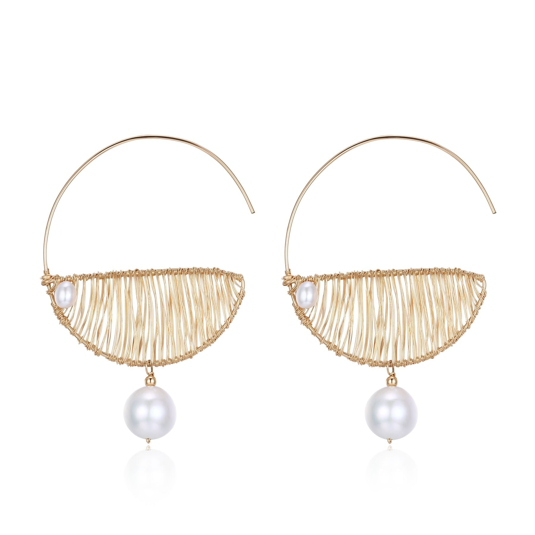 Geometric Series Open Hoop Pearl Earrings - Large - CKJH2023013