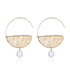 Geometric Series Open Hoop Pearl Earrings - Large - CKJH2023013