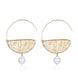 Geometric Series Open Hoop Pearl Earrings - Medium - CKJH2023014