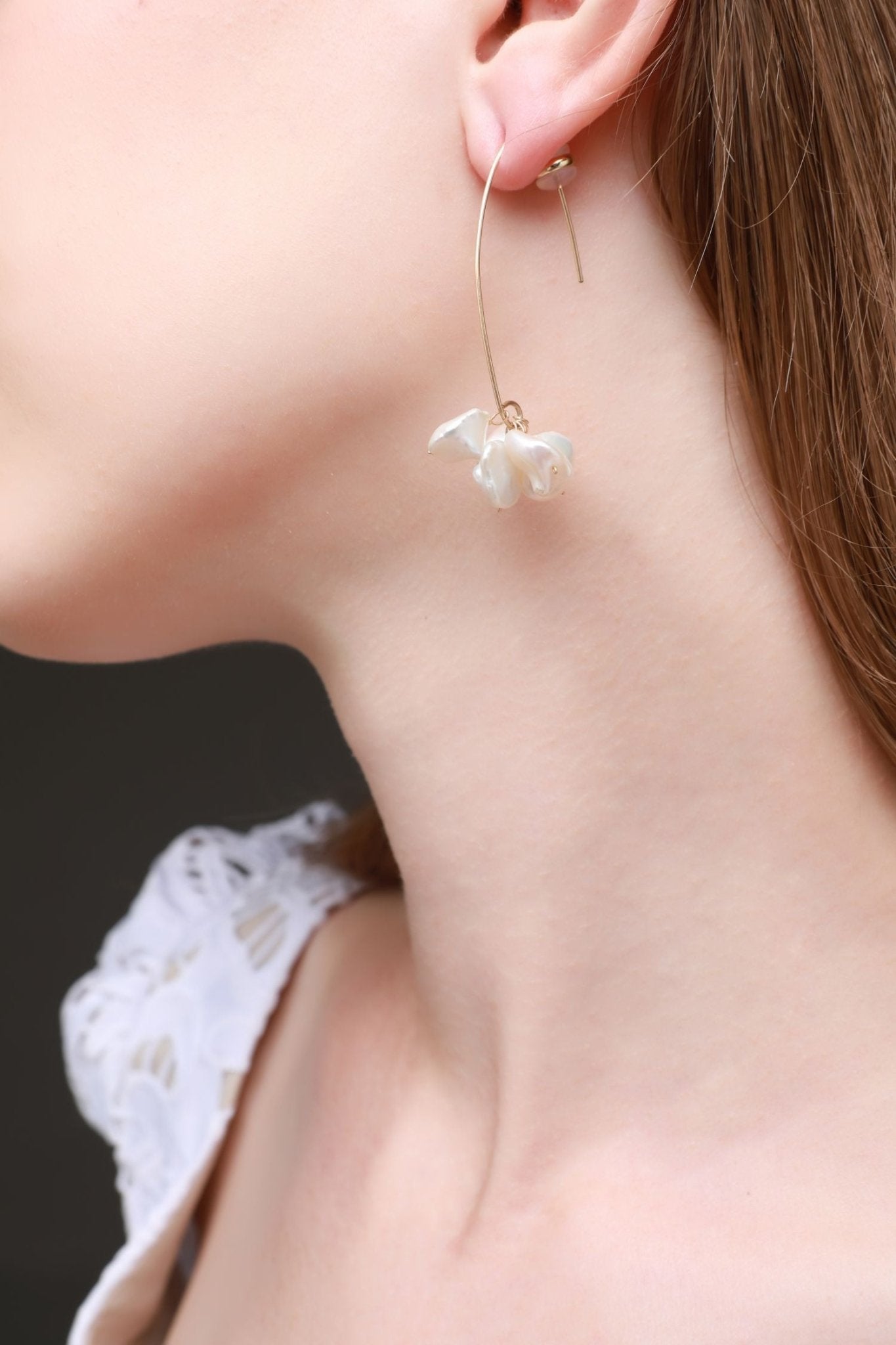 Falling Petals Series Petal Baroque Pearl Earrings - CKLY2020050