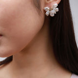 Falling Petals Series Half Flower Pearl Stud Earrings - CKLY2021050