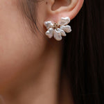 Falling Petals Series Half Flower Pearl Stud Earrings - CKLY2021050