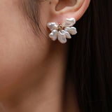 Falling Petals Series Half Flower Pearl Stud Earrings - CKLY2021050