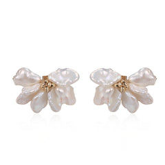 Falling Petals Series Half Flower Pearl Stud Earrings - CKLY2021050