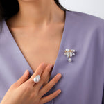 Falling Petals Series Baroque Pearl Half Flower Hanging Beads Brooch - CKLY2021060