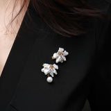 Falling Petals Series Baroque Pearl Half Flower Hanging Beads Brooch - CKLY2021060