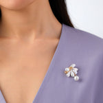 Falling Petals Series Baroque Pearl Half Flower Hanging Beads Brooch - CKLY2021060