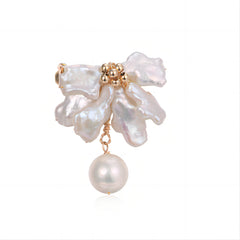 Falling Petals Series Baroque Pearl Half Flower Hanging Beads Brooch - CKLY2021060