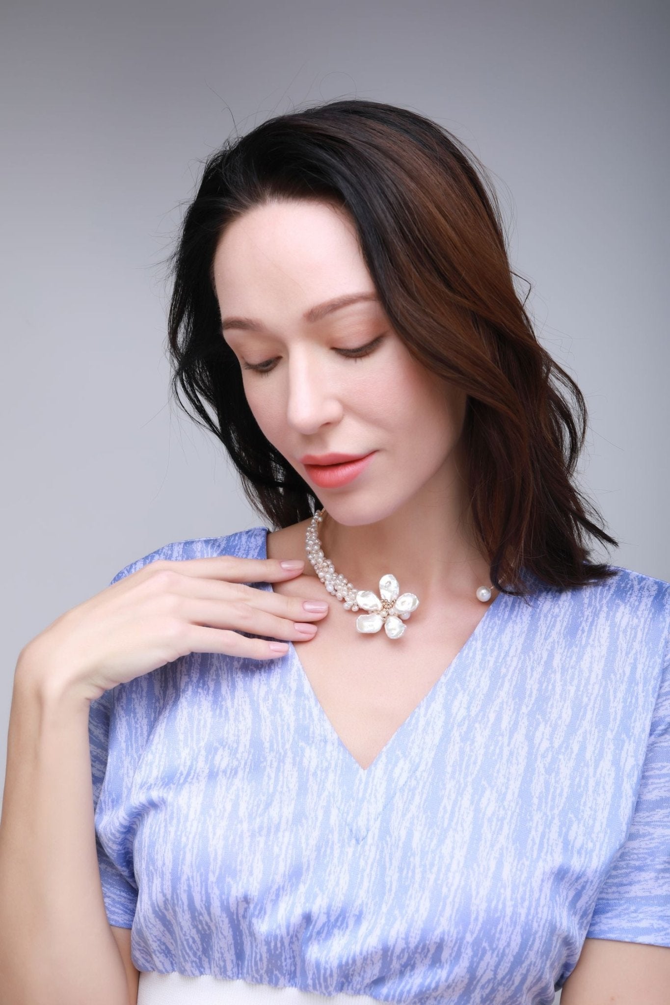 Falling Petals Series Exaggerated Petal Baroque Pearl Necklace - CKLY2021135