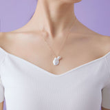 Falling Petals Series Double Petal Baroque Pearl Pendant Necklace - CKLY2021137