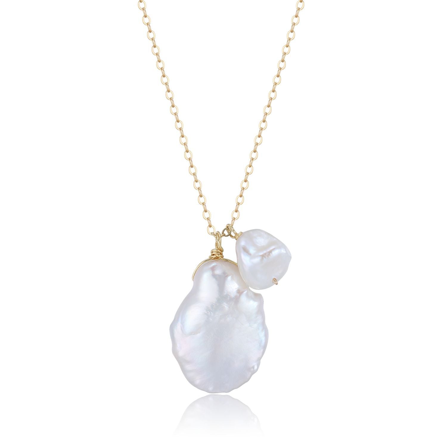 Falling Petals Series Double Petal Baroque Pearl Pendant Necklace - CKLY2021137