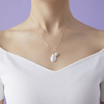 Falling Petals Series Double Petal Baroque Pearl Pendant Necklace - CKLY2021137