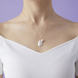 Falling Petals Series Double Petal Baroque Pearl Pendant Necklace - CKLY2021137