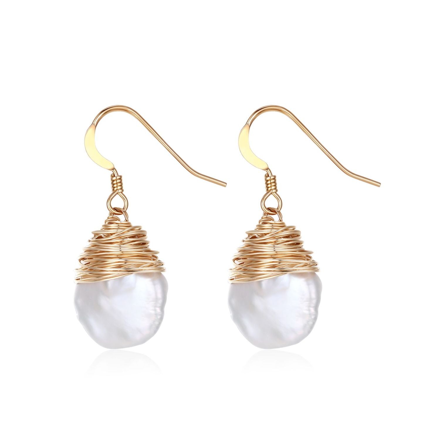 Falling Petals Series Petal Baroque Pearl Wrap Dangle Earrings - CKLY2023016