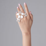 Falling Petals Series Broken Petal Baroque Pearl Two - Finger Open Ring - CKLY2023056