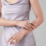 Falling Petals Series Broken Petal Baroque Pearl Two - Finger Open Ring - CKLY2023056