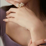 Falling Petals Series Pearl Daffodil Blossom Open Ring - CKLY2024016