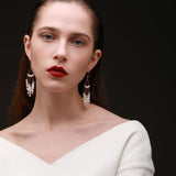 Flowing Bead Series Fan - shaped Multi - line Tassel Earrings - CKLZ2019008