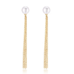 Flowing Bead Series Single Bead Tassel Stud Earrings - CKLZ2021005