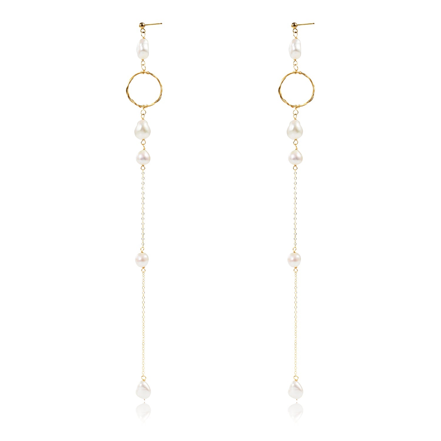 Flowing Bead Series Long Threaded Droplet Earrings - CKLZ2021186