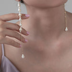 Flowing Bead Series Small Teardrop Long Earrings - CKLZ2023009