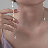 Flowing Bead Series Small Teardrop Long Earrings - CKLZ2023009