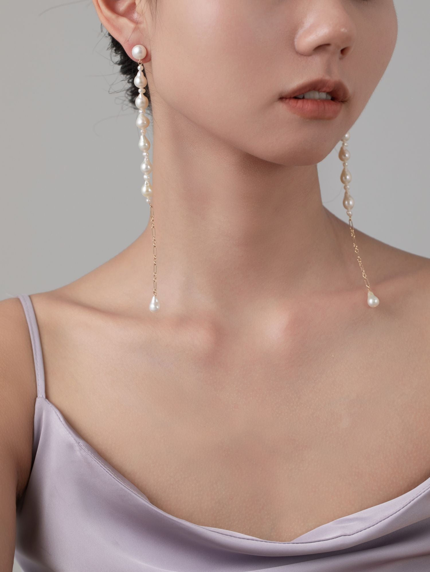 Flowing Bead Series Small Teardrop Long Earrings - CKLZ2023009