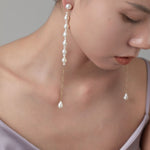 Flowing Bead Series Small Teardrop Long Earrings - CKLZ2023009