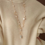 Miracle Series Baroque Pearl Long Necklace with Geometric Patterns/Sweater Chain - CKQJ2023080