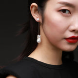 Miracle Series Baroque Pearl Long Line Dangle Earrings - CKXCBLK2021032