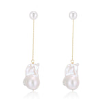 Miracle Series Baroque Pearl Long Line Dangle Earrings - CKXCBLK2021032