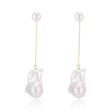 Miracle Series Baroque Pearl Long Line Dangle Earrings - CKXCBLK2021032