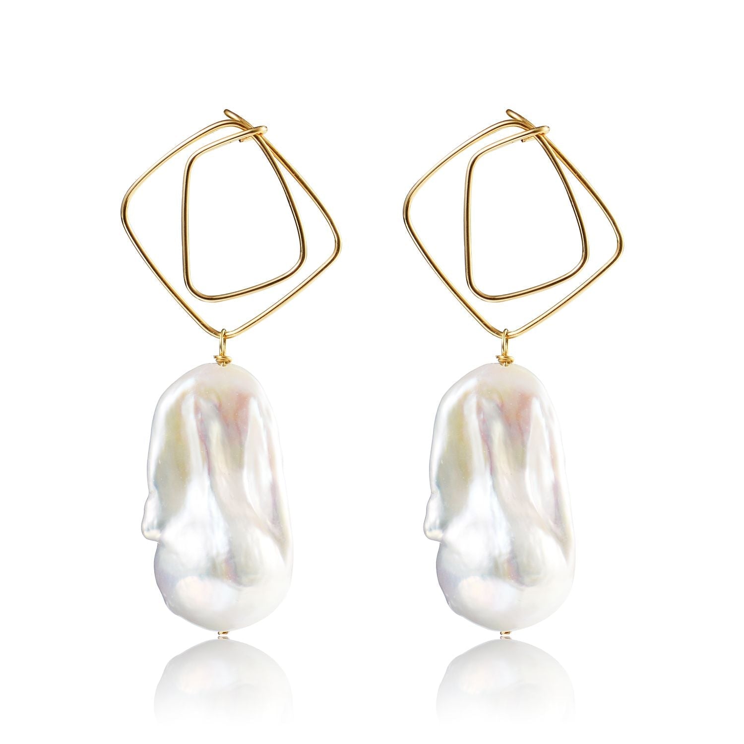 Miracle Series Geometric Baroque Pearl Dangle Earrings - CKXCBLK2021196