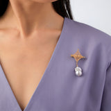 Miracle Series Four - pointed Star Baroque Pearl Brooch - CKXCBLK2022256