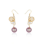 Purple Fairy Series Butterfly Kiss Pearl Dangle Earrings - CKZJL2022234