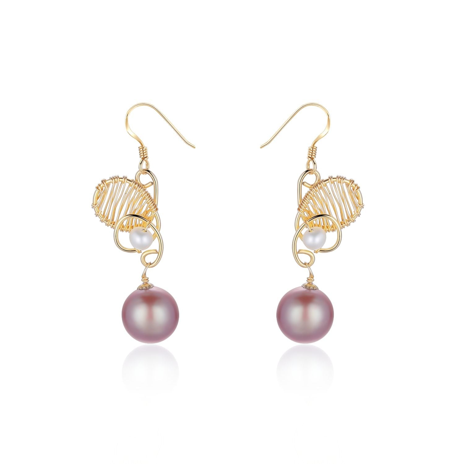 Purple Fairy Series Butterfly Kiss Pearl Dangle Earrings - CKZJL2022234