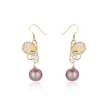 Purple Fairy Series Butterfly Kiss Pearl Dangle Earrings - CKZJL2022234