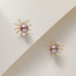 Purple Fairy Series Small Sun Pearl Stud Earrings - CKZJL2022235