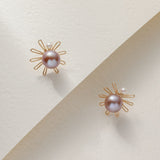 Purple Fairy Series Small Sun Pearl Stud Earrings - CKZJL2022235