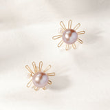 Purple Fairy Series Small Sun Pearl Stud Earrings - CKZJL2022235