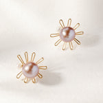 Purple Fairy Series Small Sun Pearl Stud Earrings - CKZJL2022235