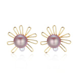 Purple Fairy Series Small Sun Pearl Stud Earrings - CKZJL2022235