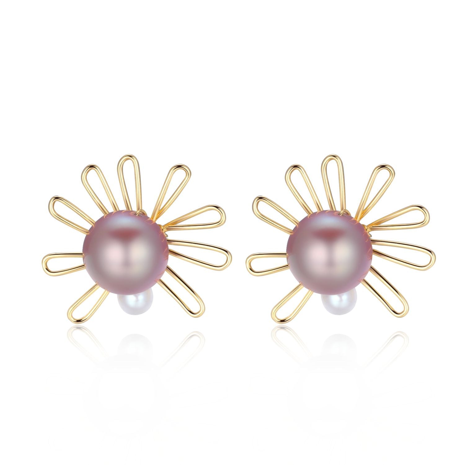 Purple Fairy Series Small Sun Pearl Stud Earrings - CKZJL2022235