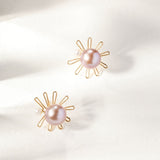 Purple Fairy Series Small Sun Pearl Stud Earrings - CKZJL2022235