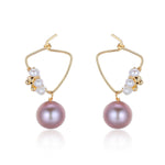 Purple Fairy Series Triangle Pearl Dangle Earrings - CKZJL2022236